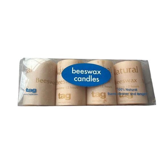 Beeswax Candles – Votive & Handmade Glass Holders – New/Unused - Picture 2 of 5